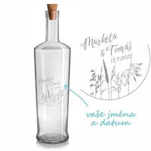 Svadobná pieskovaná fľaša Olea Piede Lúčne trávy 0,7 l