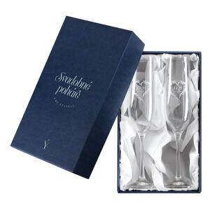 Darčeková krabička biely satén - sektové poháre Viola 190 ml Predávame iba k našim pohárom