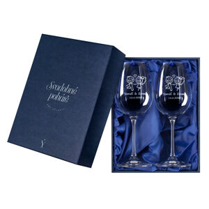 Darčeková krabička modrý satén - poháre na víno Viola 350 ml, Sandra 350 ml Predávame iba k našim pohárom