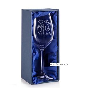 Darčeková krabička so saténom na 1 vínnu pohárik Výstielka: modrý satén Predávame iba k našim pohárom