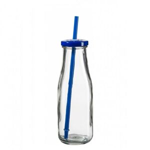 SUMMER FUN fľaša so slamkou 440 ml - modrá